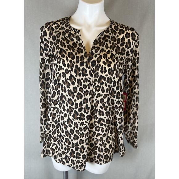 Womens Animal Print Blouse Top V Neck Size XS Tunic Relaxed Fits XS / Small - Picture 1 of 10